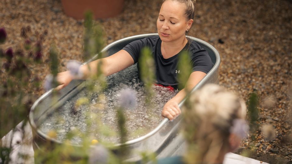 Wim Hoff Workshop at Goodwood Hotel with Sarah Huntley. Participants are Goodwood Staff..Client: Goodwood Health..Picture date: Monday June 26, 2023..Photograph by Christopher Ison ©.07544044177.chris@christopherison.com.www.christopherison.com..IMPORTANT NOTE REGARDING IMAGE LICENCING FOR THIS PHOTOGRAPH: This image is supplied to the client under the terms previously agreed. No sales are permitted unless expressly agreed in writing by the photographer. Sharing with third parties is prohibited without the written permission of the photographer.