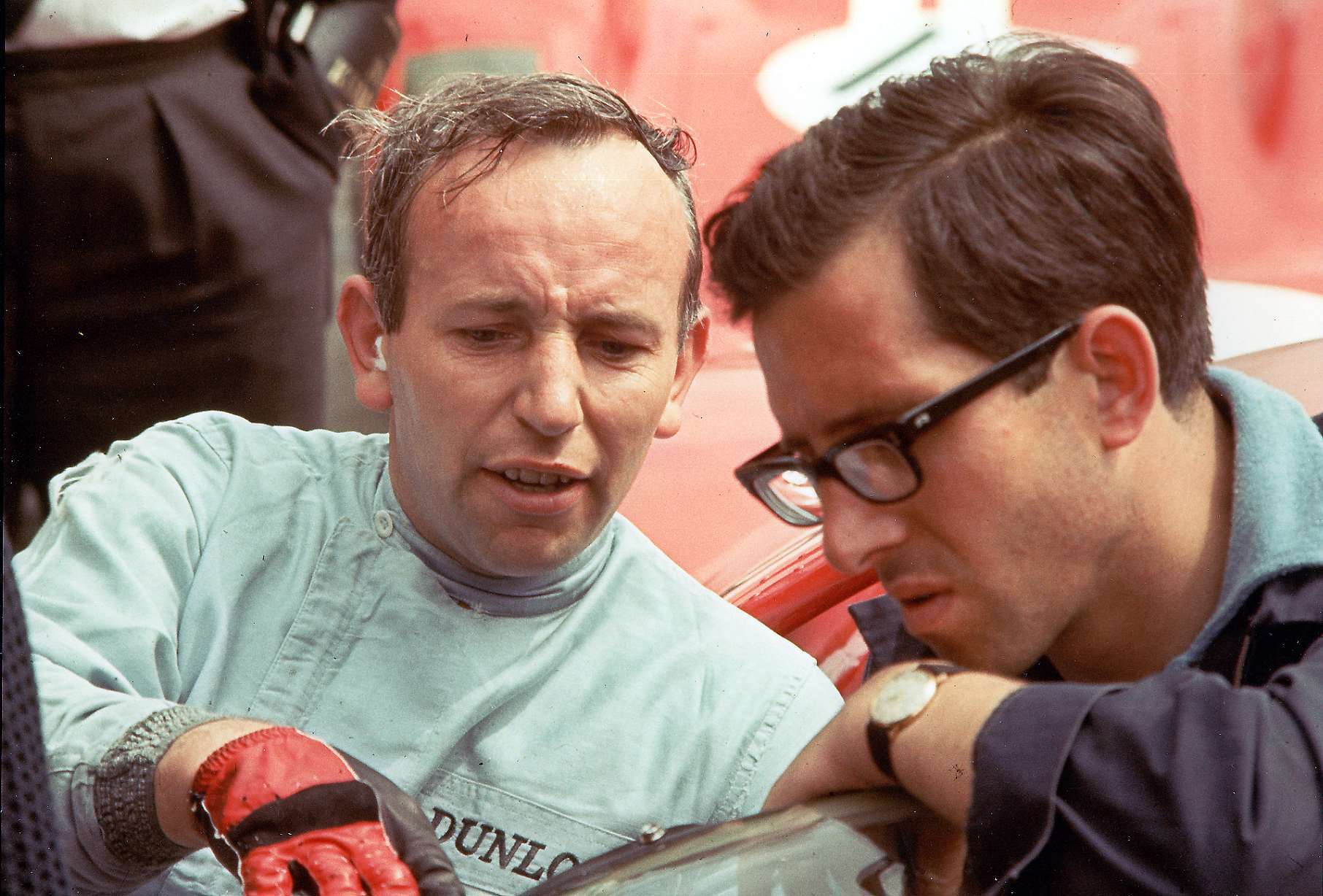John Surtees with Ferrari chief engineer Mauro Forghieri 