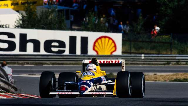 Martin Brundle driving his one and only race for Williams in the FW12 at Spa, 1988, standing in for Nigel Mansell. It was a bad year for Williams, with the team finishing in seventh place come the end of the season. 