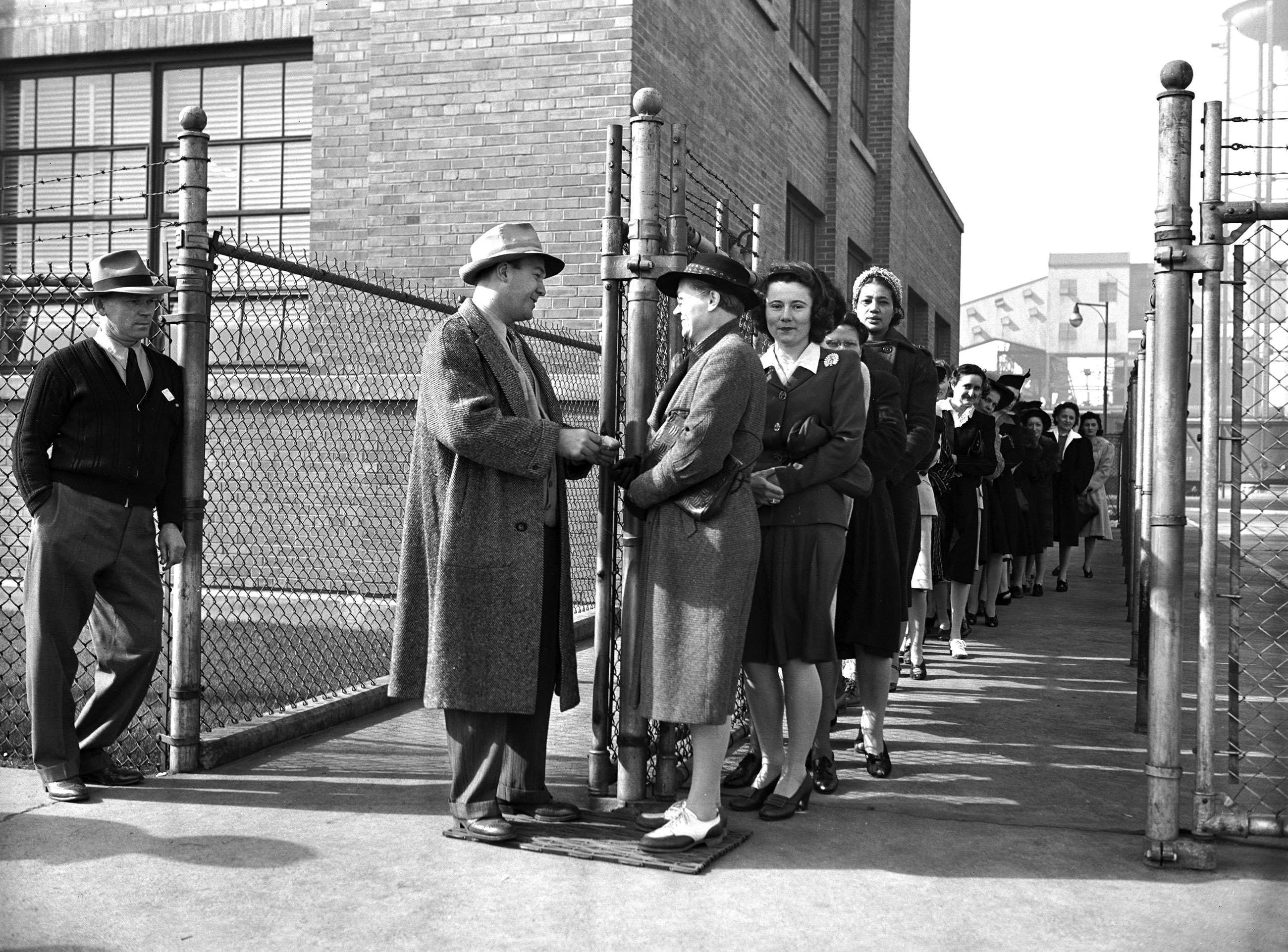 Women applying for work at the Ford Rouge Employment Office, 1942. 
