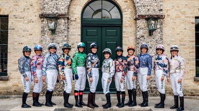 Markel Magnolia cup riders showcasing their silks designed by Alice Temperley.